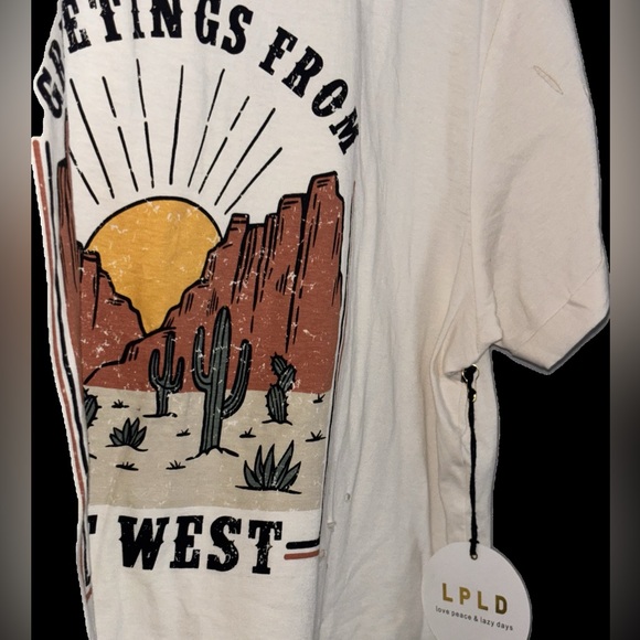 NWT love peace and lazy days cropped top with distressing in apricot antique XL! - Picture 9 of 16